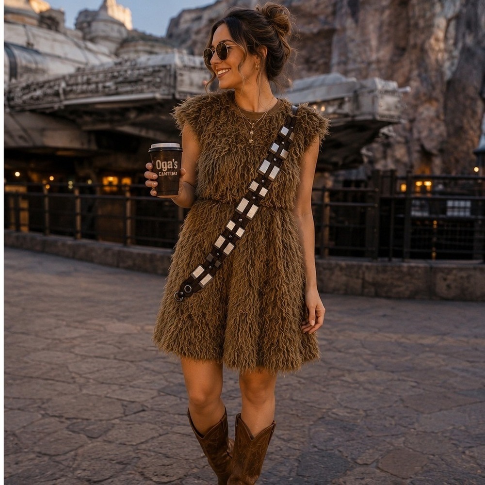 Star Wars Chewbacca Dress Adult Large Faux Fur Bandolier Disney Parks Bound